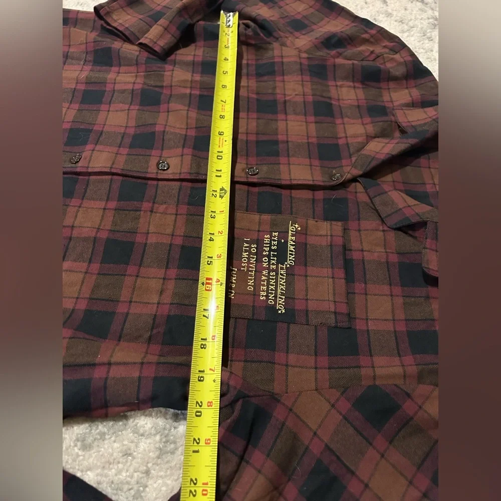 Evermore "I Almost Jumped In" flannel pajama top button up Taylor Swift Top only - Picture 5 of 12